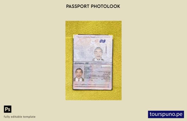 listo para imprimir el pasaporte de España a partir de una plantilla de aspecto 